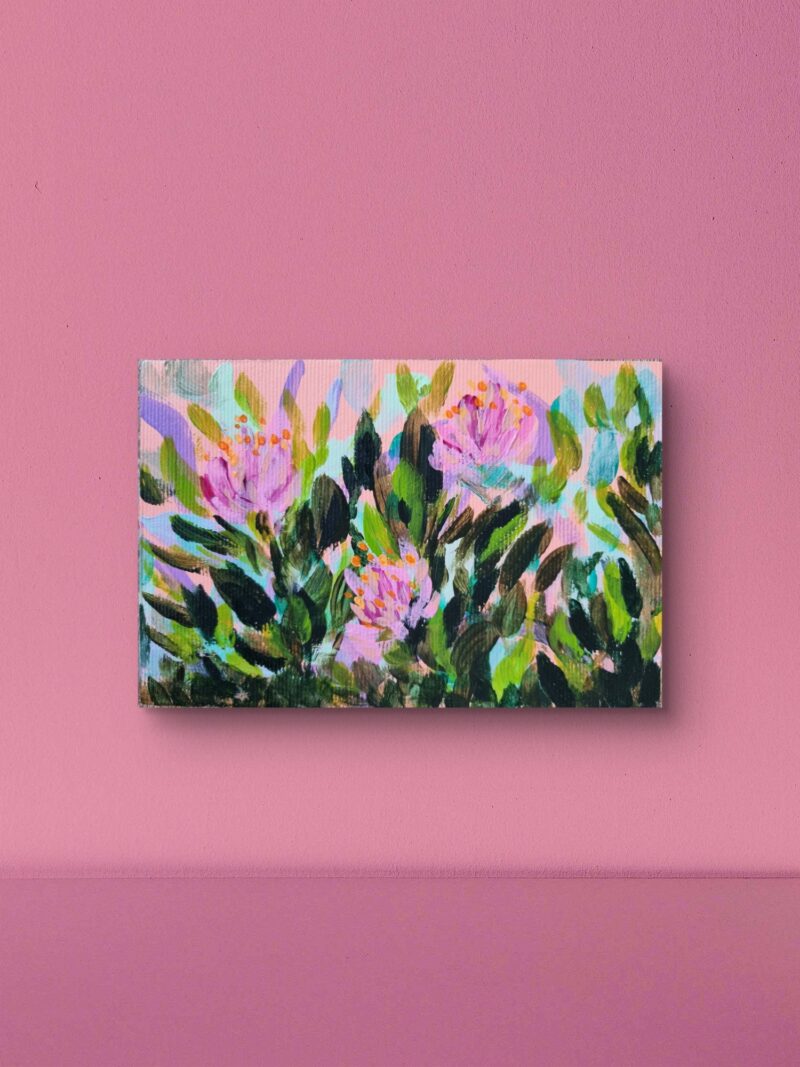 "In the meadow I” abstrakcyjny obraz kwiatowy - Miniaturka
