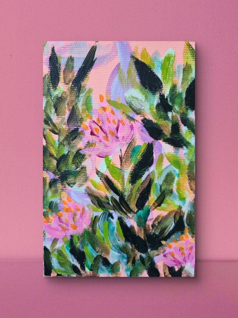 „In the meadow II” abstrakcyjny obraz kwiatowy - Miniaturka