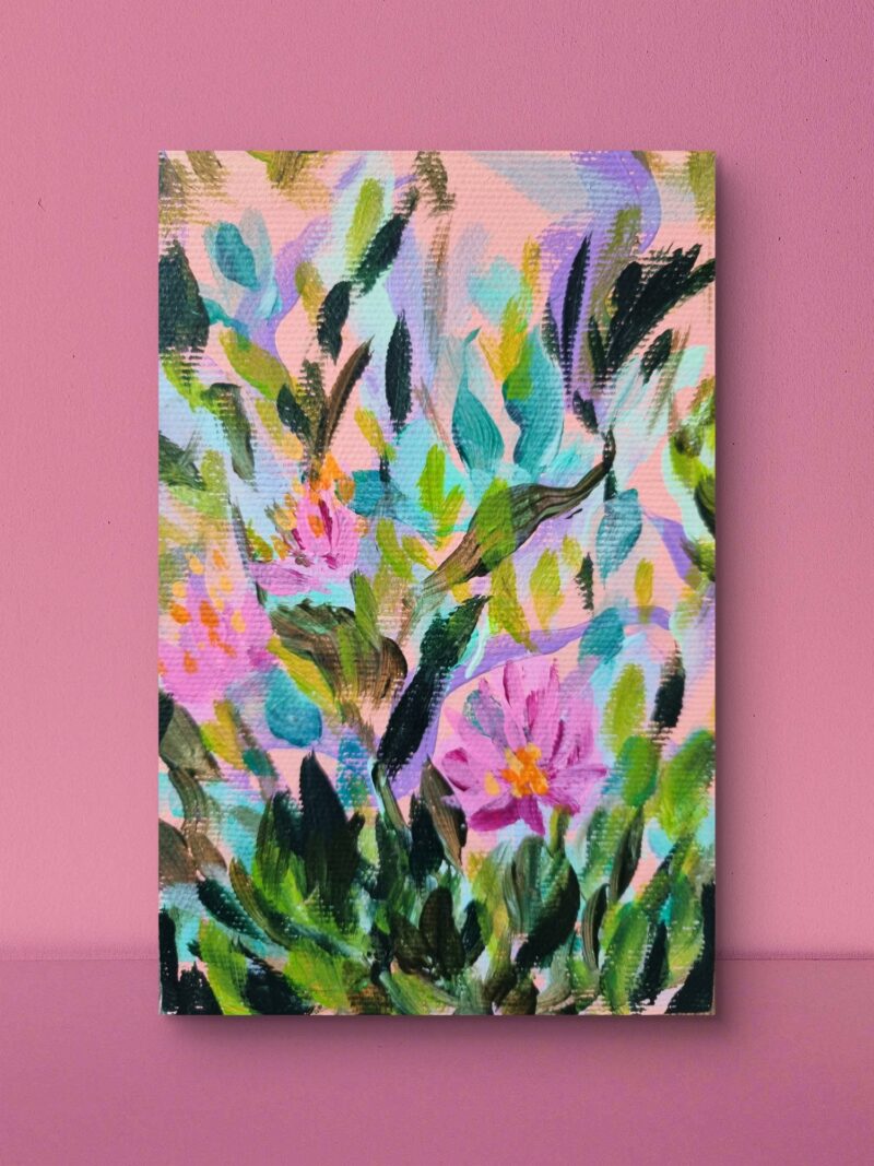 "In the meadow III" abstrakcyjny obraz kwiatowy - Miniaturka